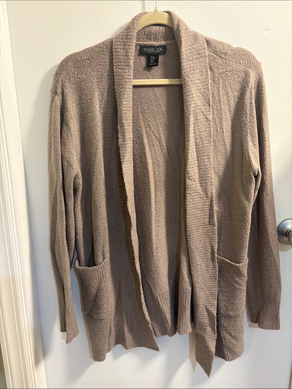 Rachel Zoe Taupe Open-Front Cardigan Sweater